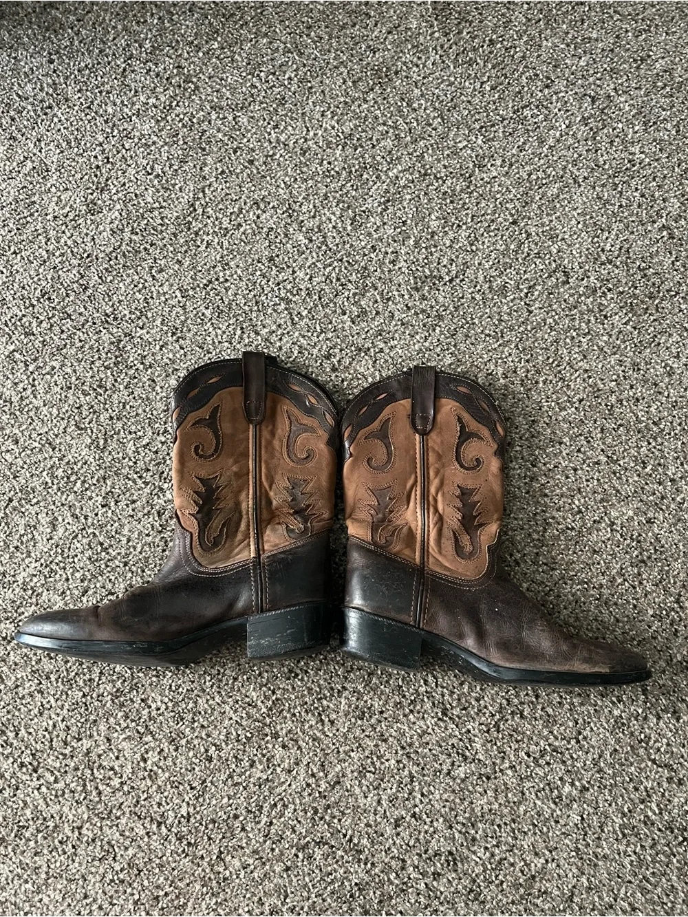 Classic Brown Leather Western Cowboy Boots - Kids 4 1/2